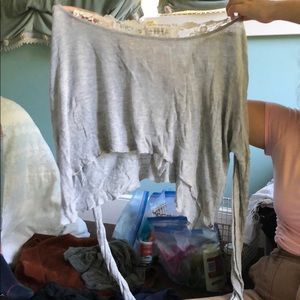 Loose grey long sleeve top
